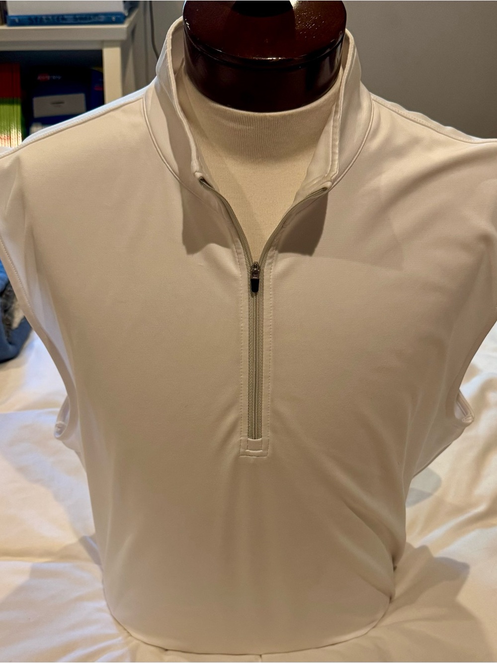 Men's White Half-Zip Performance Vest